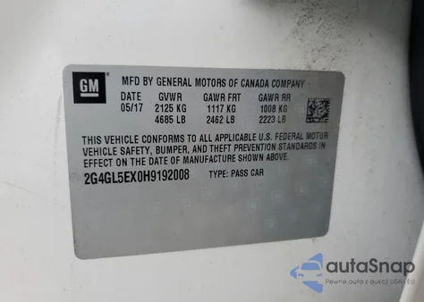 2017 Buick Regal Sport Touring from USA, damaged, VIN 2G4GL5EX0H9192008